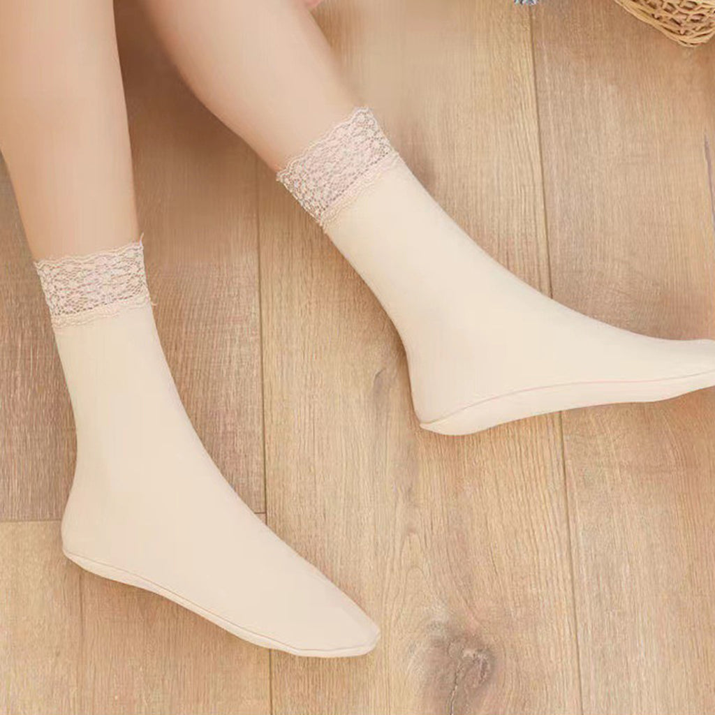 Anna-Kaci Women¡¯s Lace Trim Crew Socks 3-pair Set Soft Knit Stretchy Dress Socks with Decorative Cuff