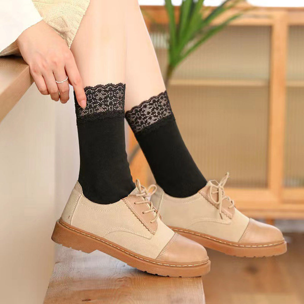Anna-Kaci Women¡¯s Lace Trim Crew Socks 3-pair Set Soft Knit Stretchy Dress Socks with Decorative Cuff