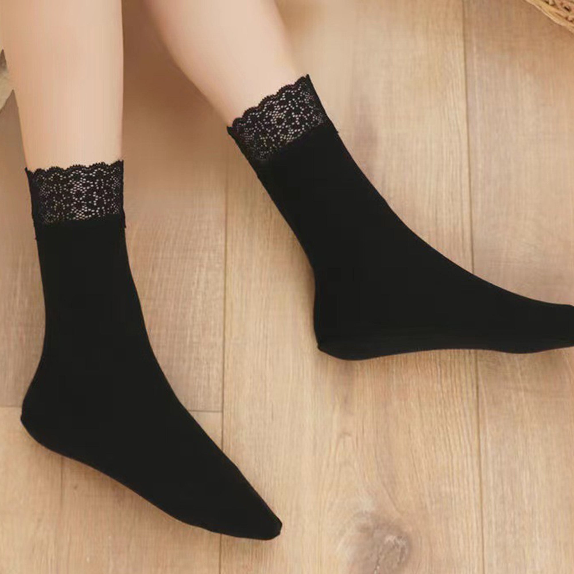 Anna-Kaci Women¡¯s Lace Trim Crew Socks 3-pair Set Soft Knit Stretchy Dress Socks with Decorative Cuff