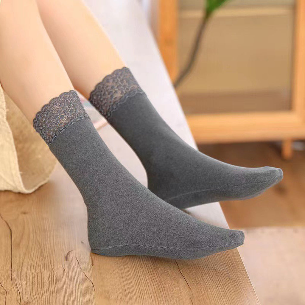 Anna-Kaci Women¡¯s Lace Trim Crew Socks 3-pair Set Soft Knit Stretchy Dress Socks with Decorative Cuff