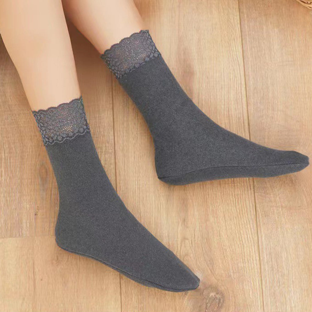 Anna-Kaci Women¡¯s Lace Trim Crew Socks 3-pair Set Soft Knit Stretchy Dress Socks with Decorative Cuff
