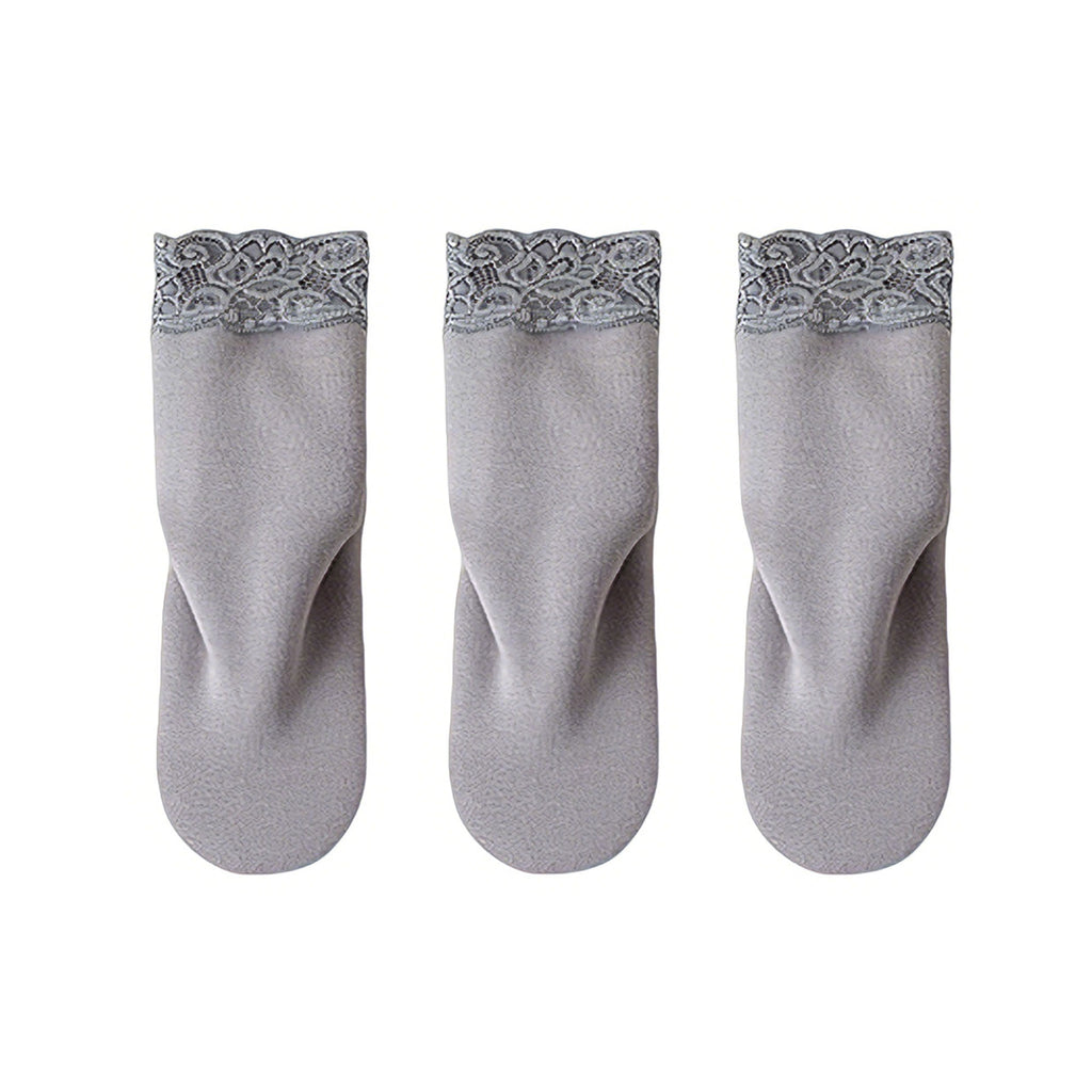 Anna-Kaci Women¡¯s Lace Trim Crew Socks 3-pair Set Soft Knit Stretchy Dress Socks with Decorative Cuff