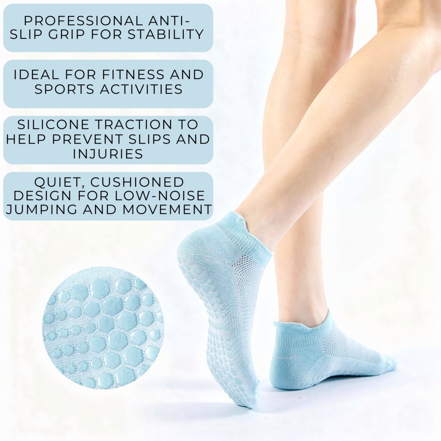 Anna-Kaci 3-Piece Women's Low-Cut Grip Socks Set with Breathable Knit Texture and Soft Stretch Non-Slip Design