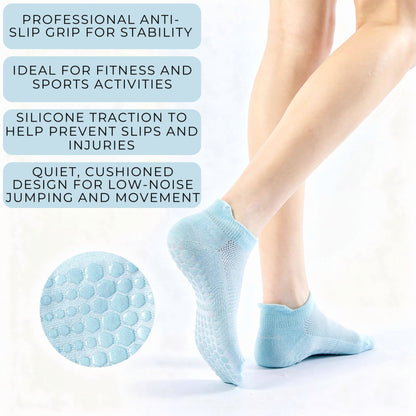 Anna-Kaci 3-Piece Women's Low-Cut Grip Socks Set with Breathable Knit Texture and Soft Stretch Non-Slip Design