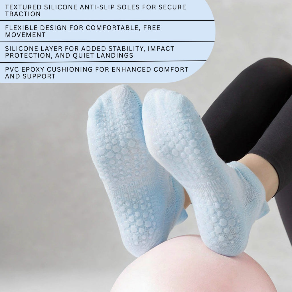 Anna-Kaci 3-Piece Women's Low-Cut Grip Socks Set with Breathable Knit Texture and Soft Stretch Non-Slip Design