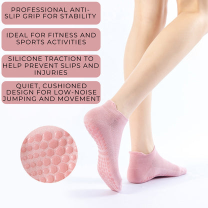 Anna-Kaci 3-Piece Women's Low-Cut Grip Socks Set with Breathable Knit Texture and Soft Stretch Non-Slip Design