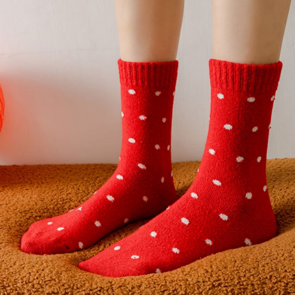 Anna-Kaci 3-Pair Women's Soft Knit Crew Socks with Polka Dot Cable Knit and Stripe Patterns Comfort Set