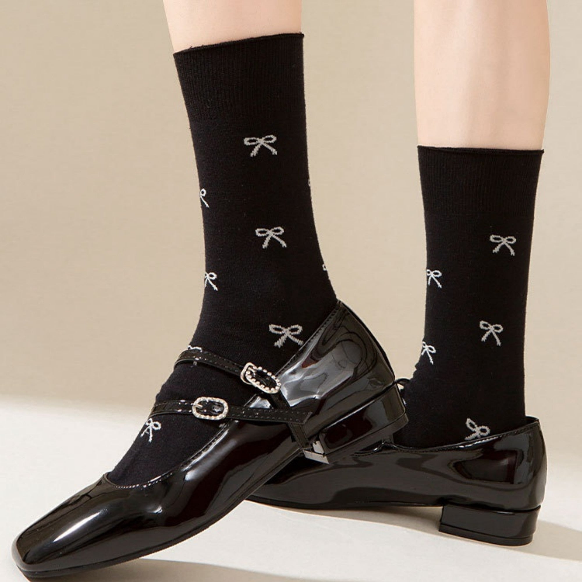Anna-Kaci 4-Pair Women's Soft Knit Crew Socks with Minimal Logo Detail Stretch Fabric Everyday Comfort Set