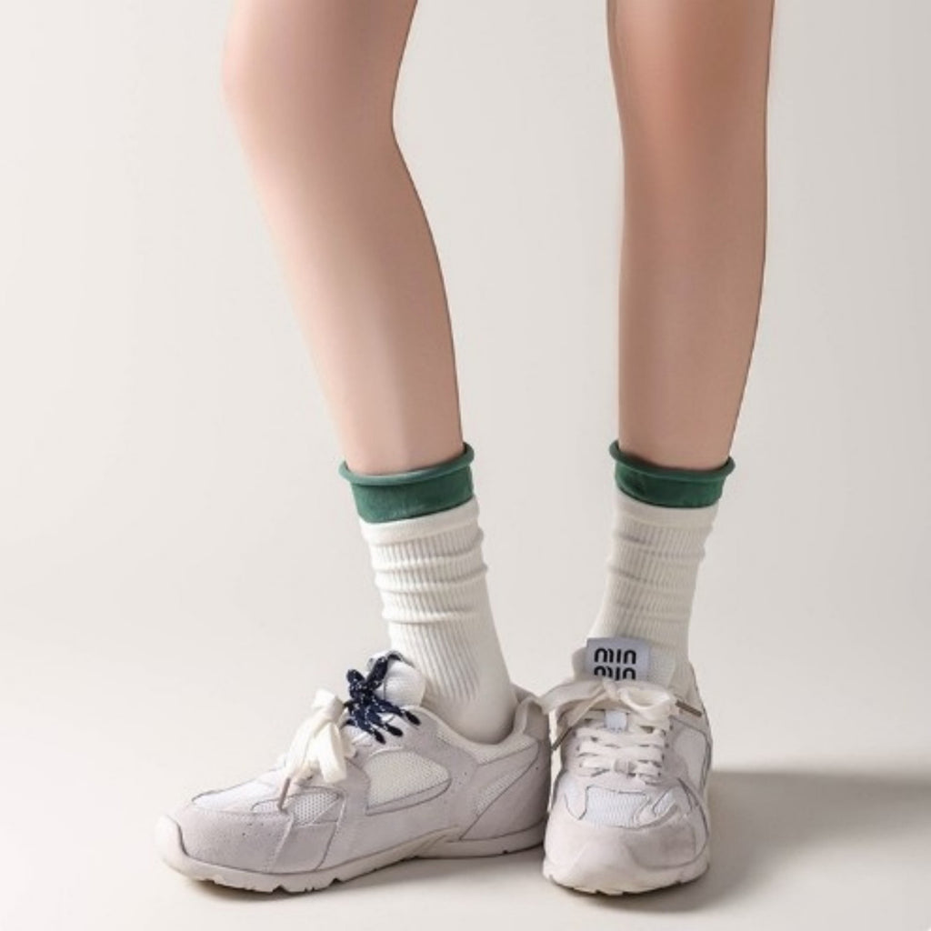 Anna-Kaci 3-Pair Women's Ribbed Crew Socks with Contrast Heel Toe Accents Soft Stretch Fabric Everyday Comfort Gift Set