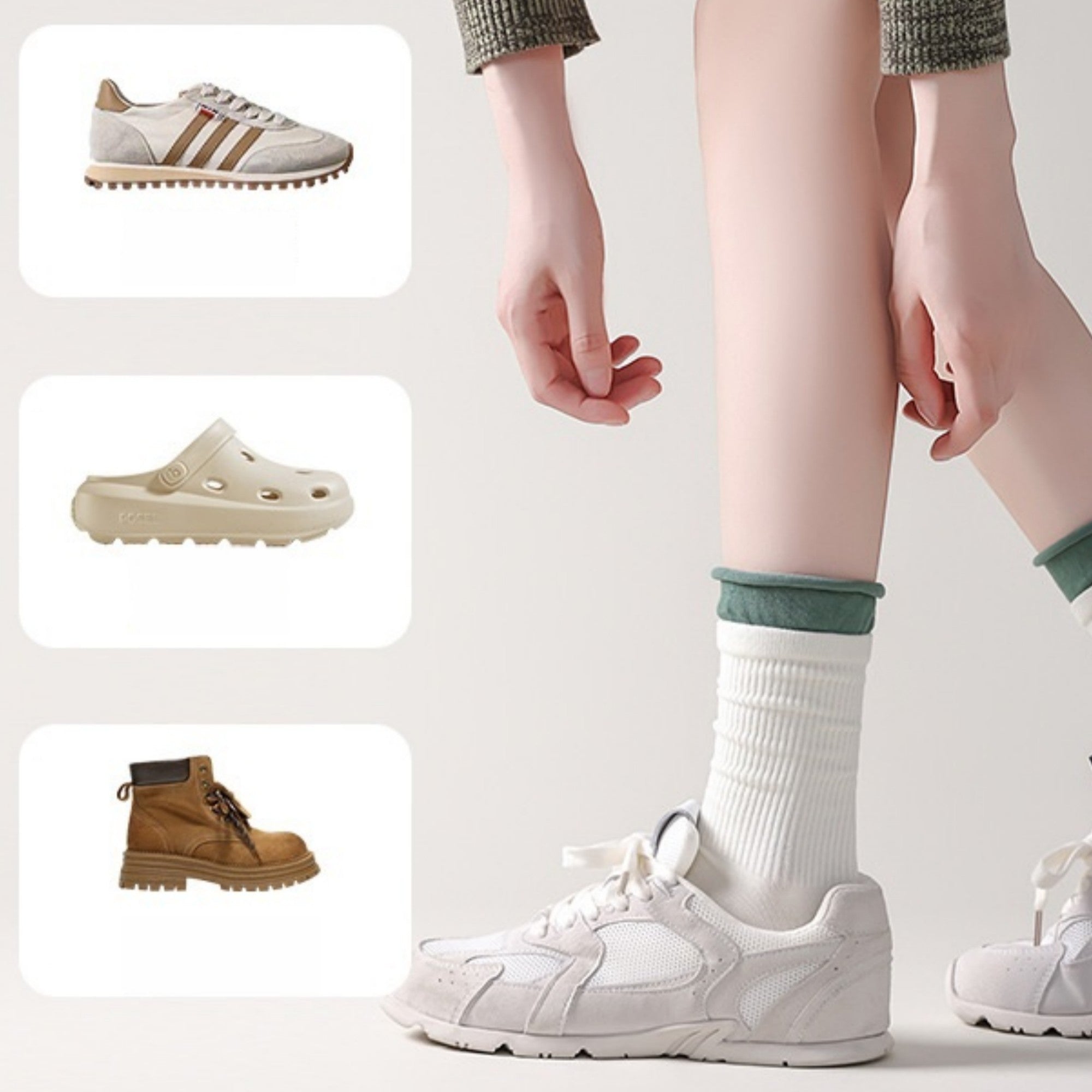 Anna-Kaci 3-Pair Women's Ribbed Crew Socks with Contrast Heel Toe Accents Soft Stretch Fabric Everyday Comfort Gift Set