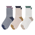 Anna-Kaci 3-Pair Women's Ribbed Crew Socks with Contrast Heel Toe Accents Soft Stretch Fabric Everyday Comfort Gift Set