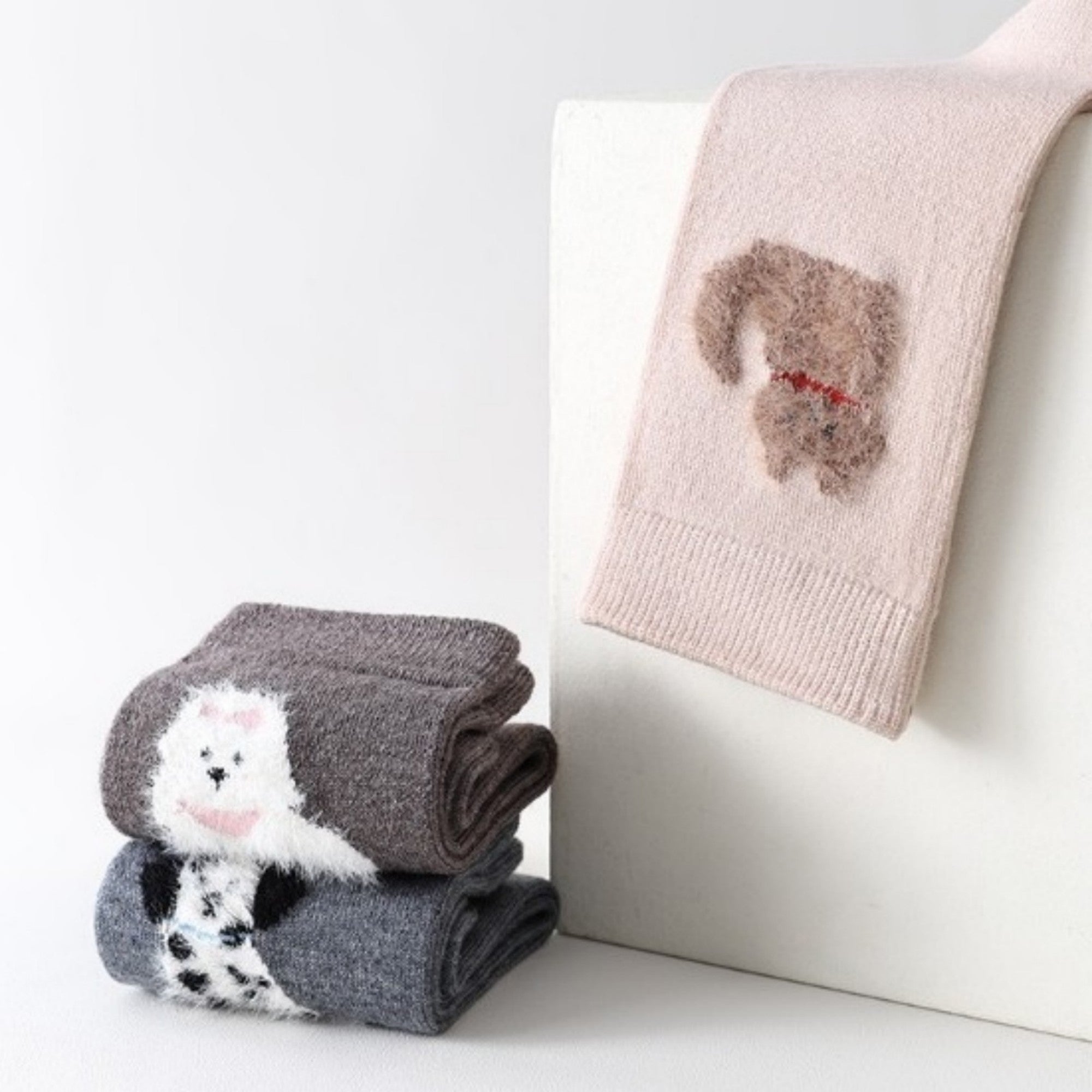 Anna-Kaci Women's 3-Piece Set Crew Socks with Embroidered Dog Designs Soft Stretch Knit Fabric and Comfortable Everyday Fit