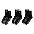 Anna-Kaci Women's 3-Piece Set Ribbed Crew Socks with Bow Embroidery Scalloped Cuff and Non Slip Grip Sole