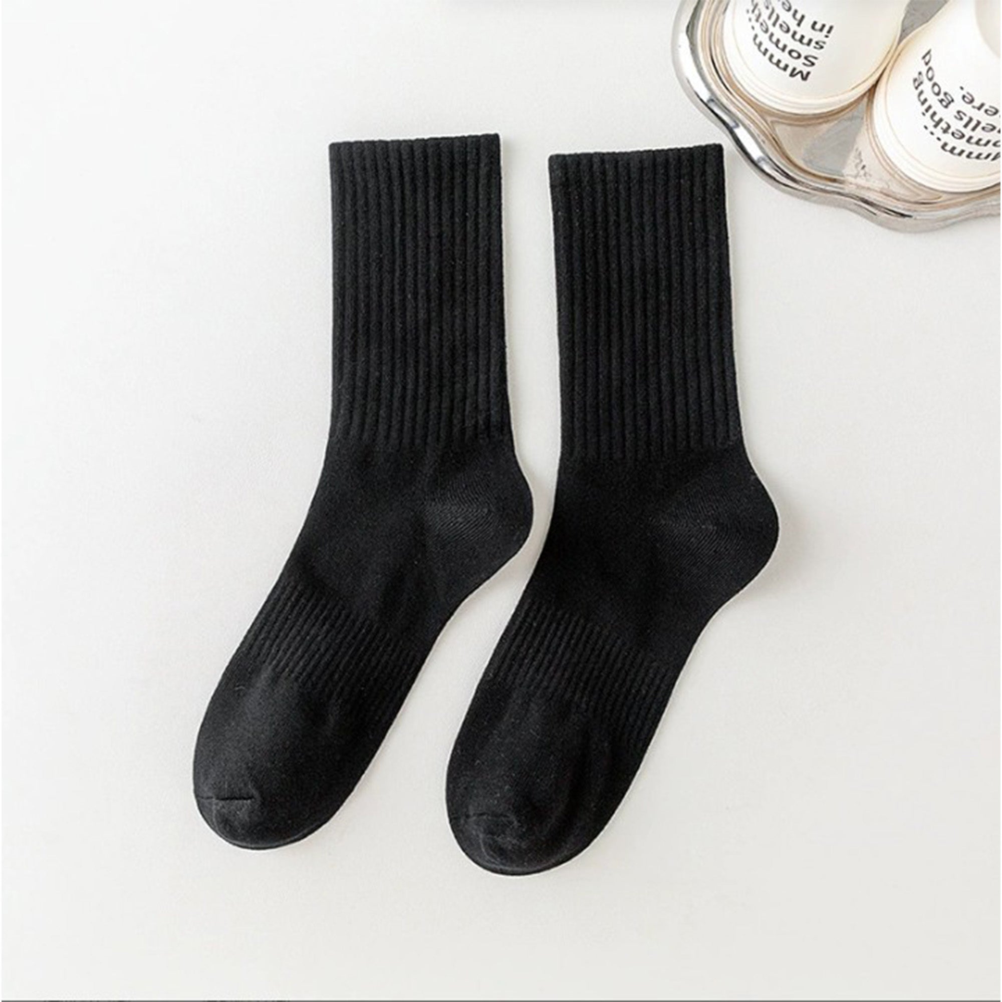 Anna-Kaci 3 Pairs Cotton Crew Socks Soft Ribbed Knit Breathable Everyday Comfort