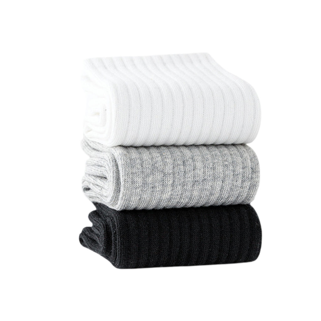 Anna-Kaci 3 Pairs Cotton Crew Socks Soft Ribbed Knit Breathable Everyday Comfort