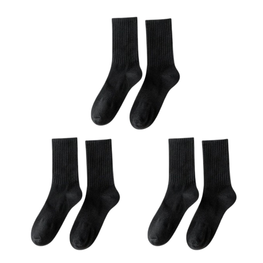 Anna-Kaci 3 Pairs Cotton Crew Socks Soft Ribbed Knit Breathable Everyday Comfort