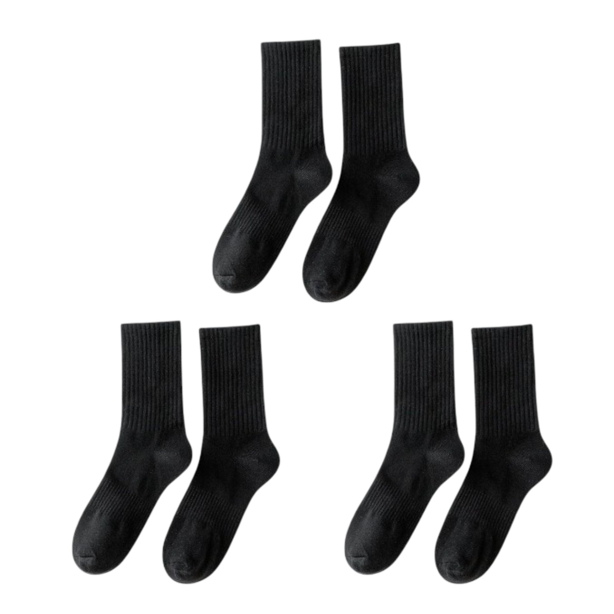 Anna-Kaci 3 Pairs Cotton Crew Socks Soft Ribbed Knit Breathable Everyday Comfort