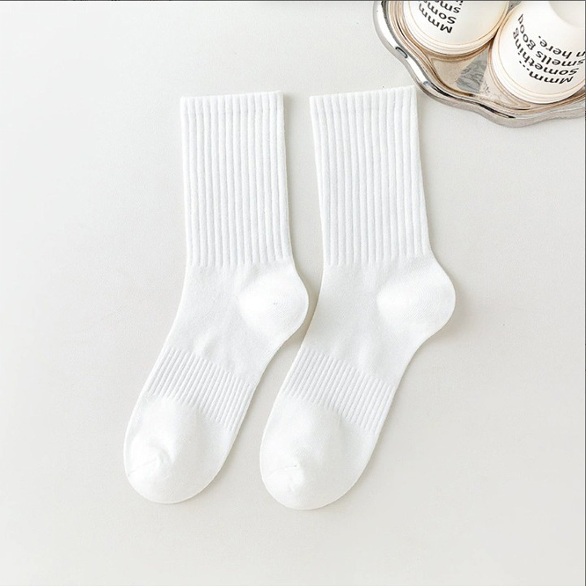 Anna-Kaci 3 Pairs Cotton Crew Socks Soft Ribbed Knit Breathable Everyday Comfort