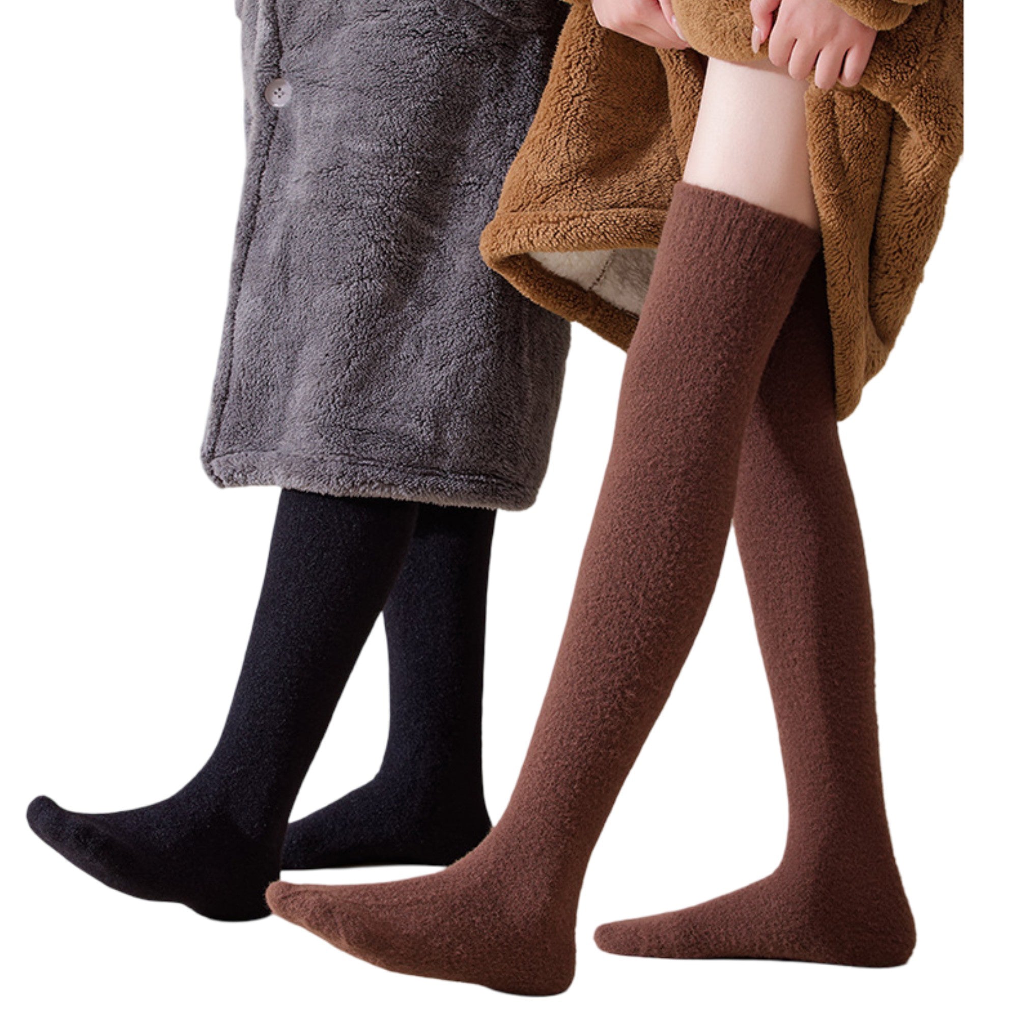 Anna-Kaci Plush Over The Knee High Elasticity Solid Color Thermal Socks