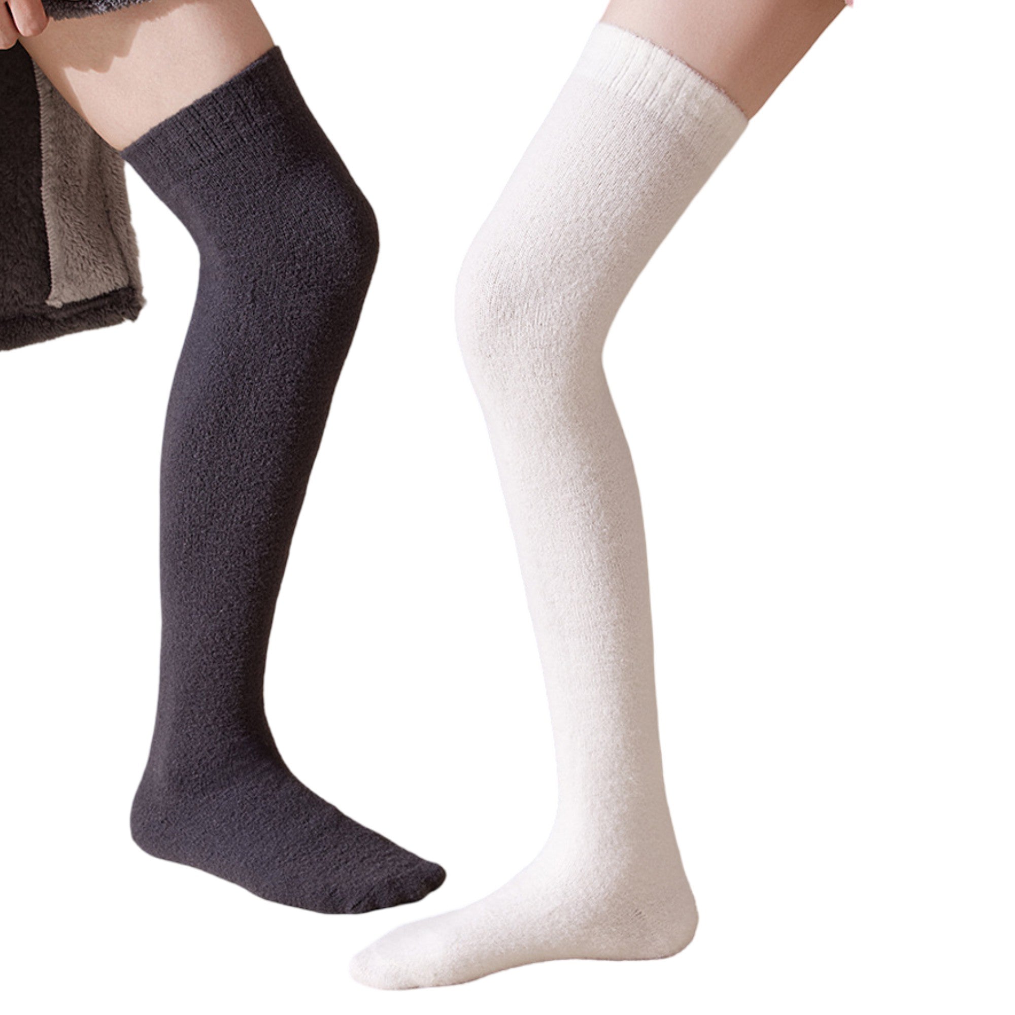 Anna-Kaci Plush Over The Knee High Elasticity Solid Color Thermal Socks