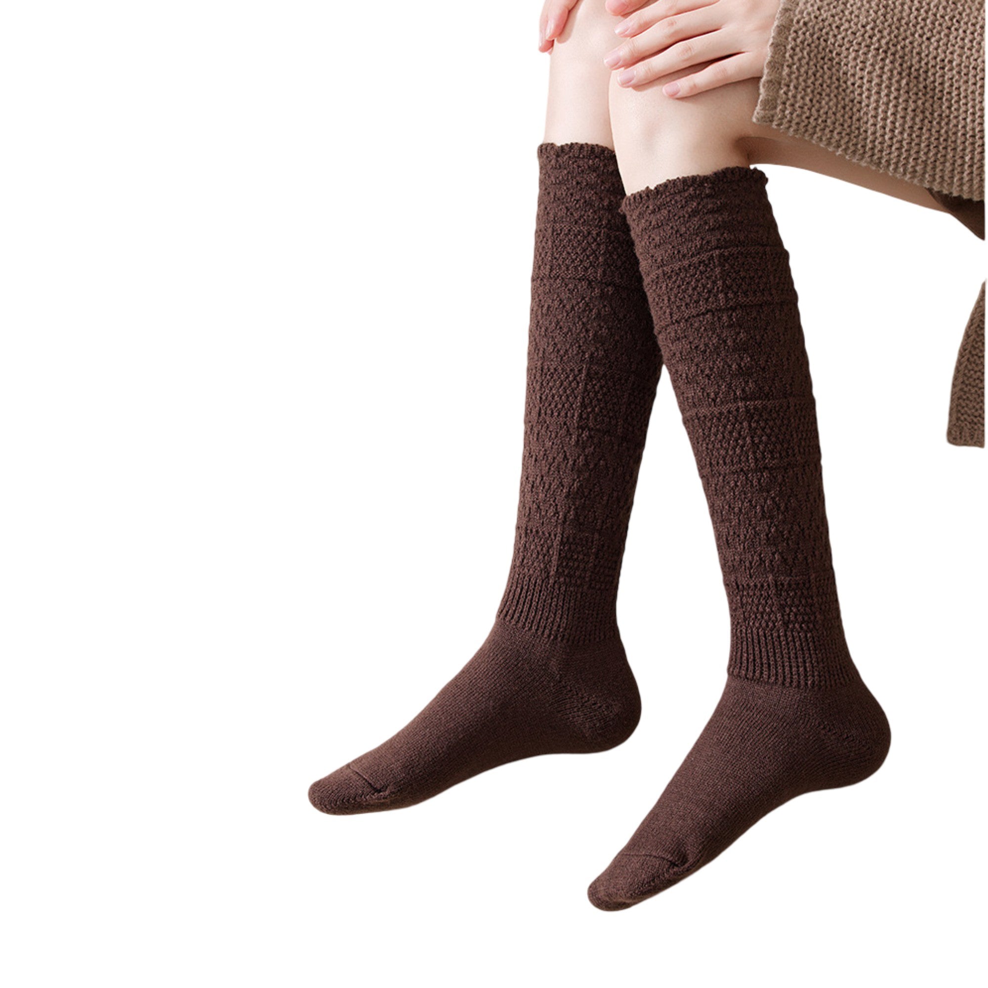 Anna-Kaci Womens Vintage Knit Lace Long Crew Socks Soft Stretch Warm Fit