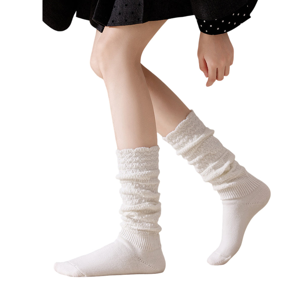 Anna-Kaci Womens Vintage Knit Lace Long Crew Socks Soft Stretch Warm Fit