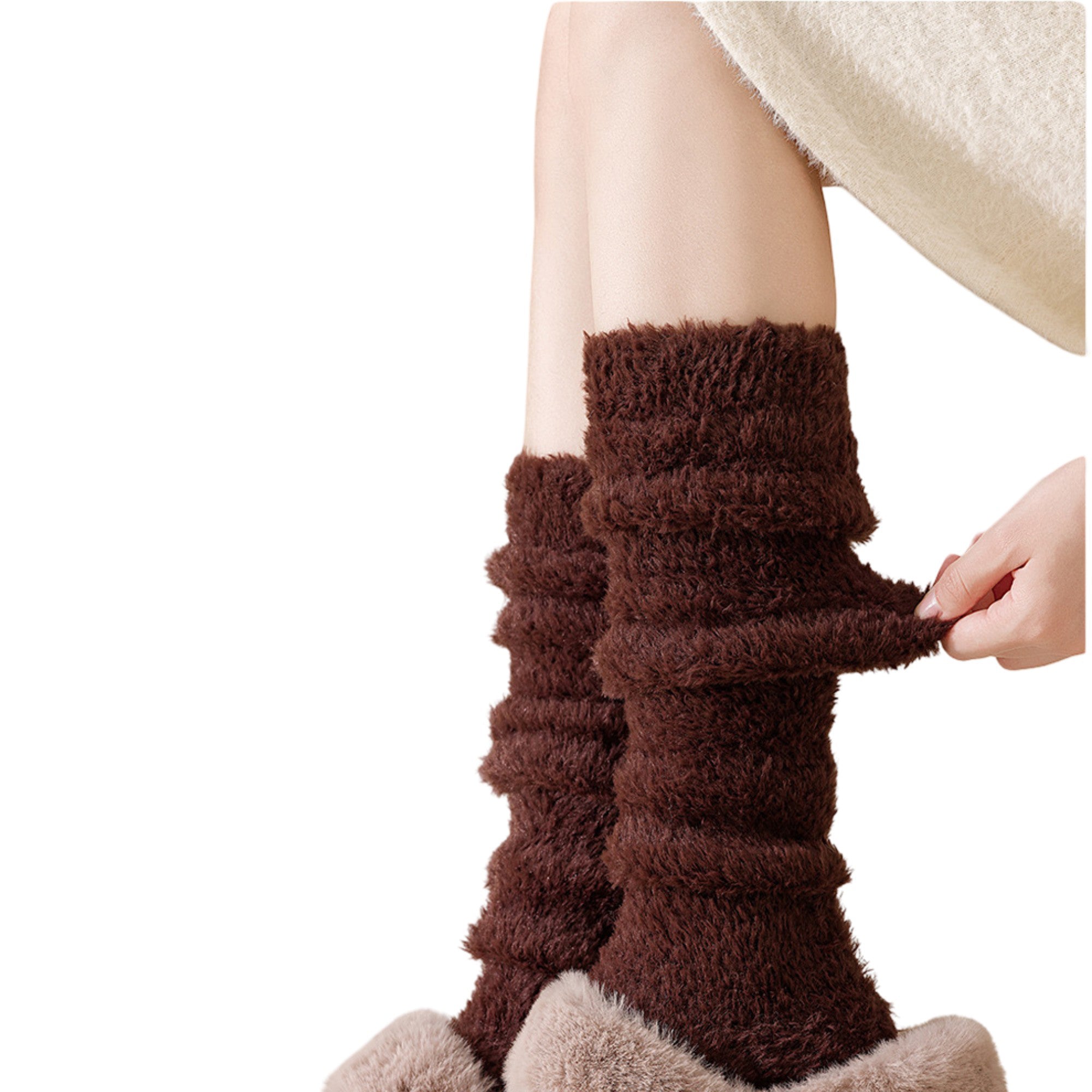 Anna-Kaci Womens Plush Coral Fleece Knee High Socks Soft Stretch Warm Winter Comfort
