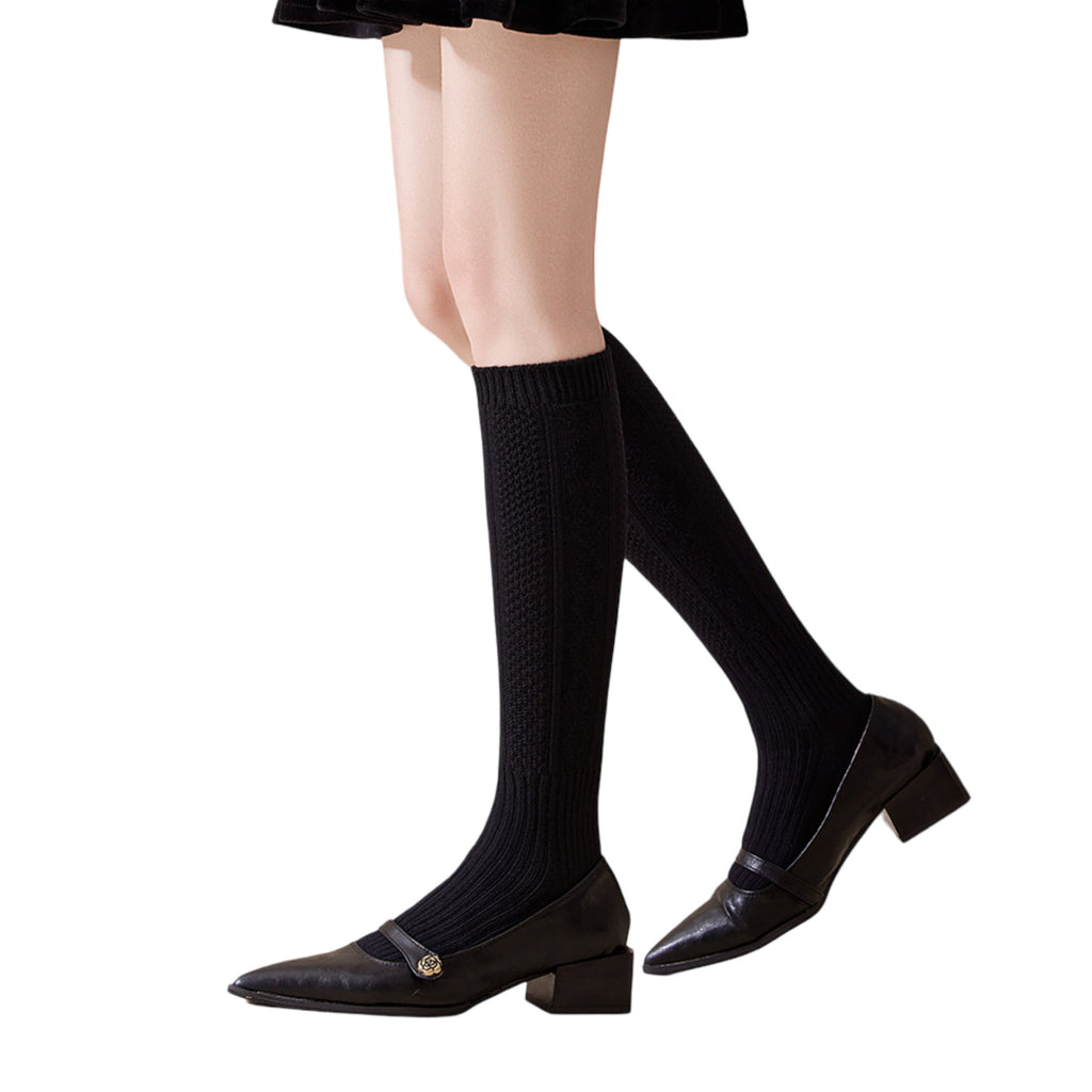Anna-Kaci 1-Pack Womens Vintage Knit Knee High Socks Soft Stretch Cable Texture
