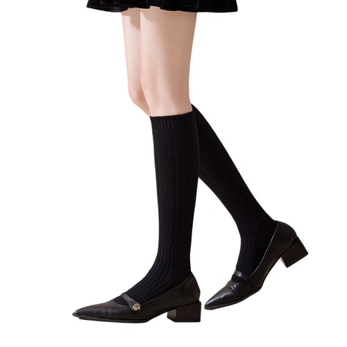 Anna-Kaci 1-Pack Womens Vintage Knit Knee High Socks Soft Stretch Cable Texture