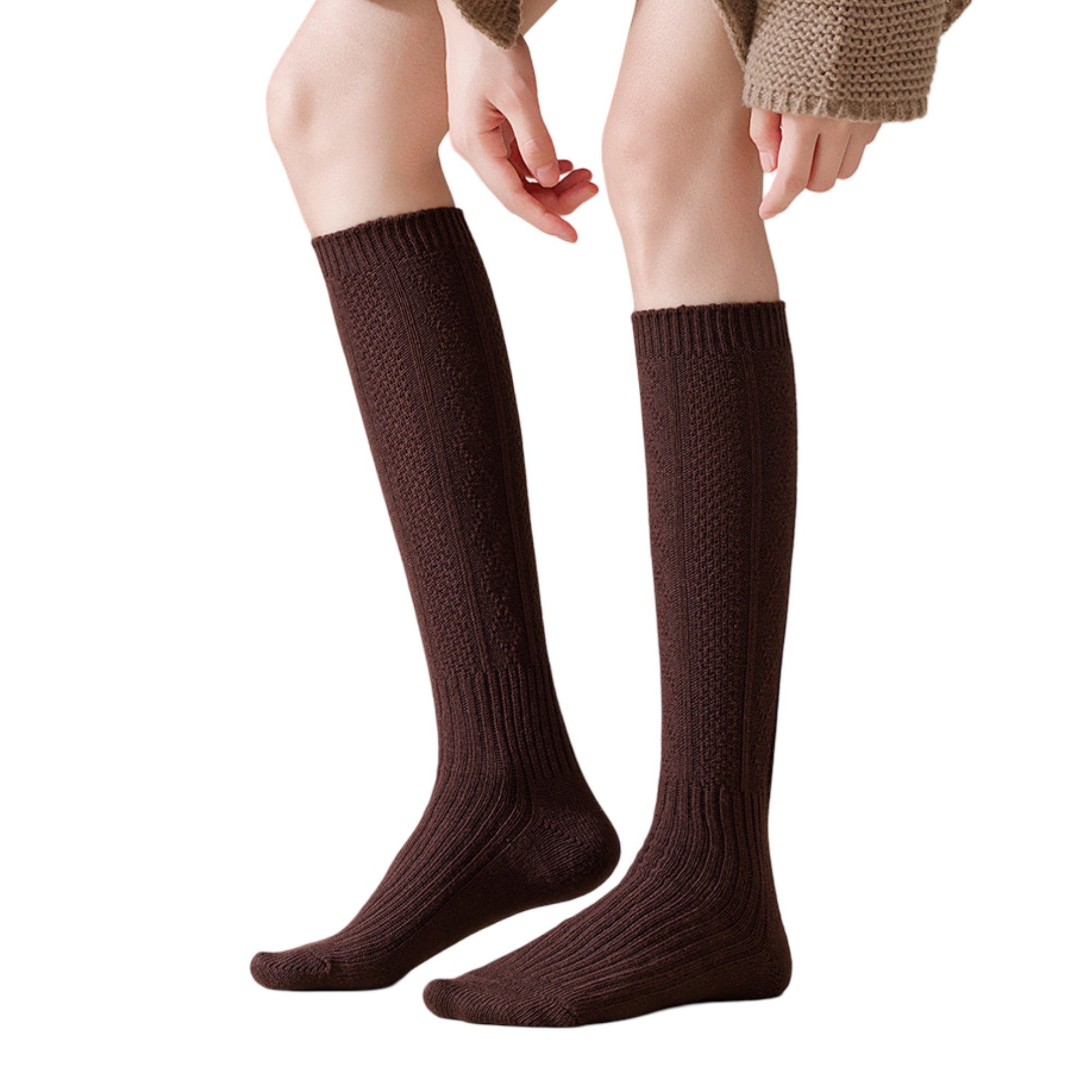 Anna-Kaci 1-Pack Womens Vintage Knit Knee High Socks Soft Stretch Cable Texture