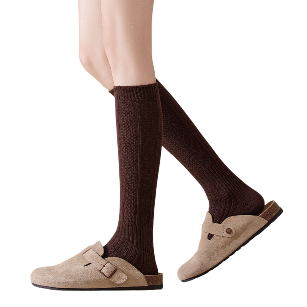 Anna-Kaci 1-Pack Womens Vintage Knit Knee High Socks Soft Stretch Cable Texture