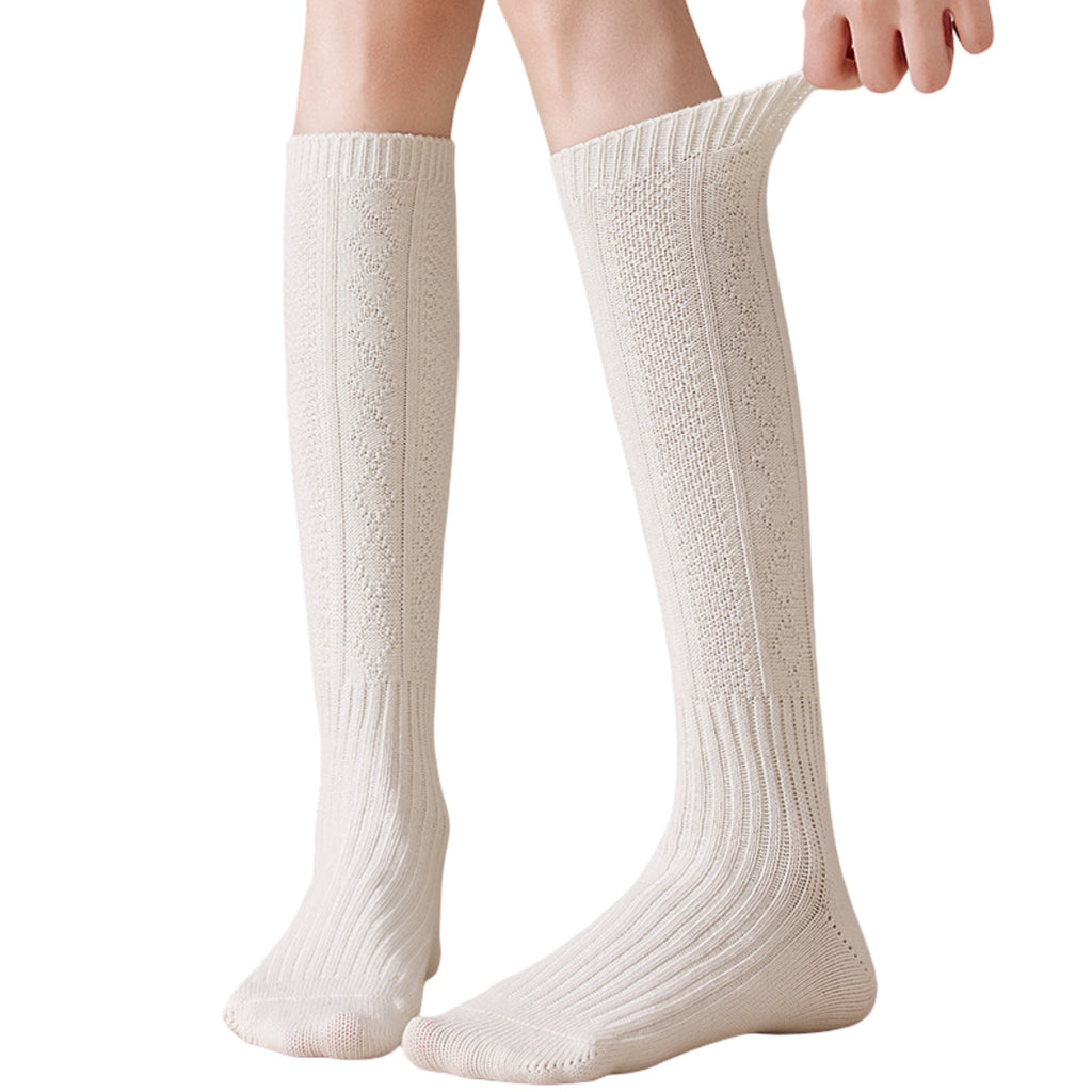 Anna-Kaci 1-Pack Womens Vintage Knit Knee High Socks Soft Stretch Cable Texture