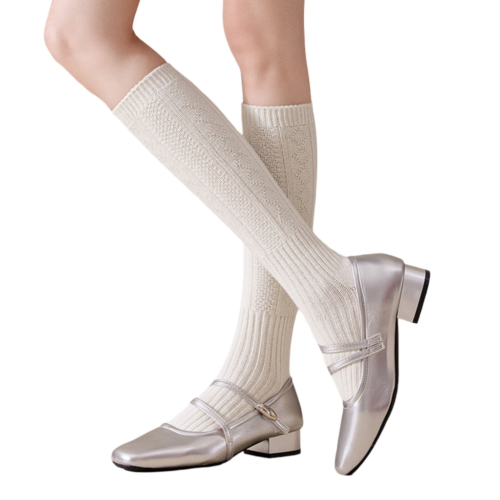 Anna-Kaci 1-Pack Womens Vintage Knit Knee High Socks Soft Stretch Cable Texture