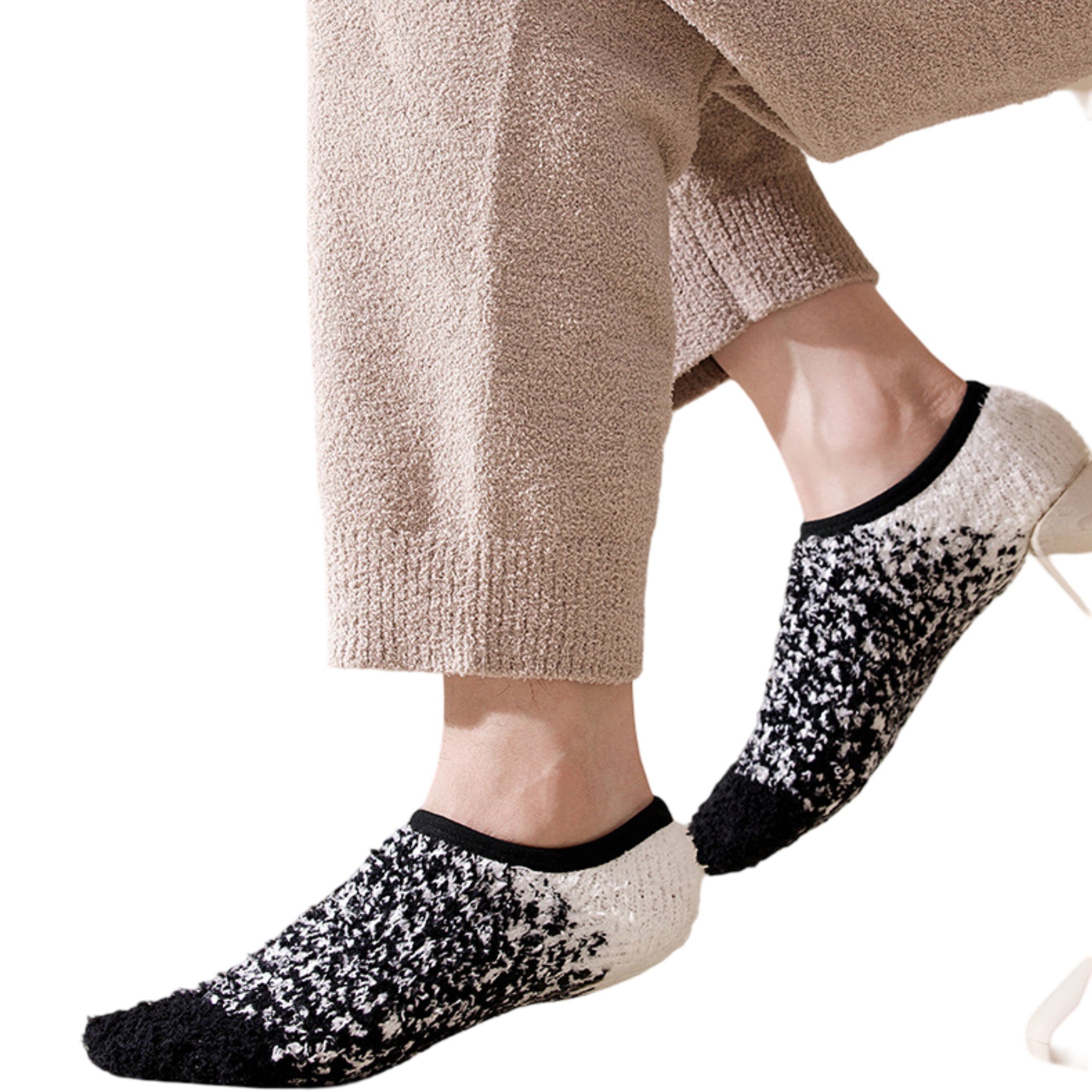 Anna-Kaci 3-Pack Mens Winter No Show Socks with Non Slip Grips Soft Thermal Cozy Fit