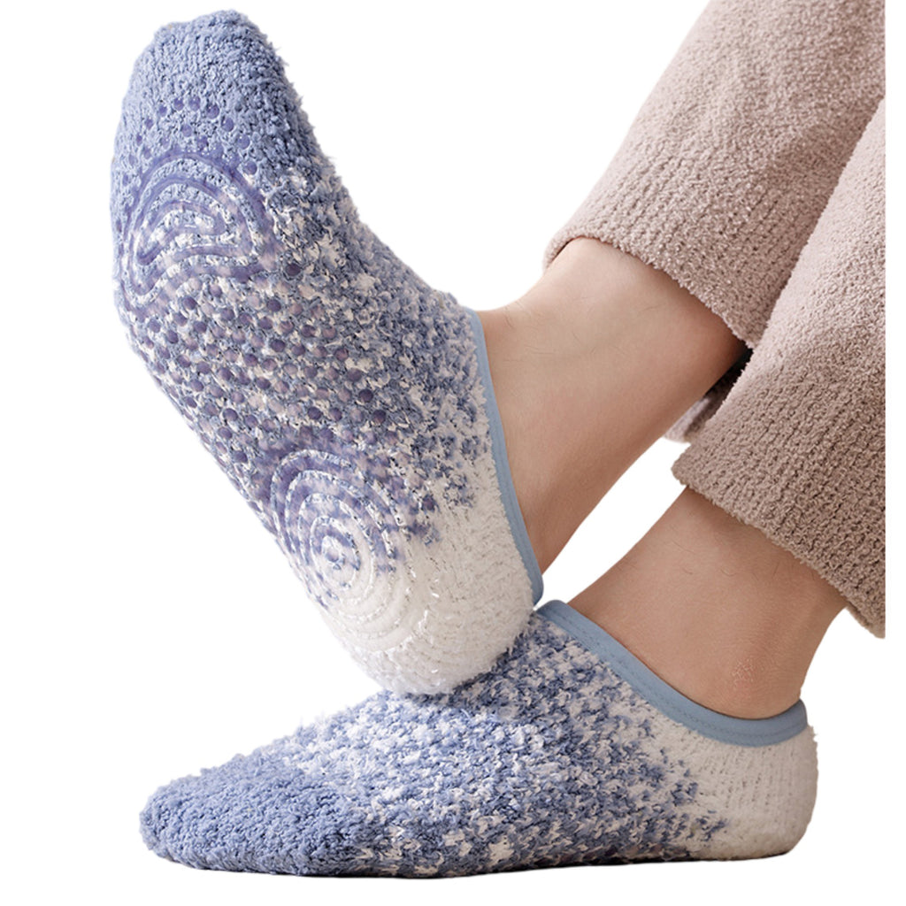 Anna-Kaci 3-Pack Mens Winter No Show Socks with Non Slip Grips Soft Thermal Cozy Fit