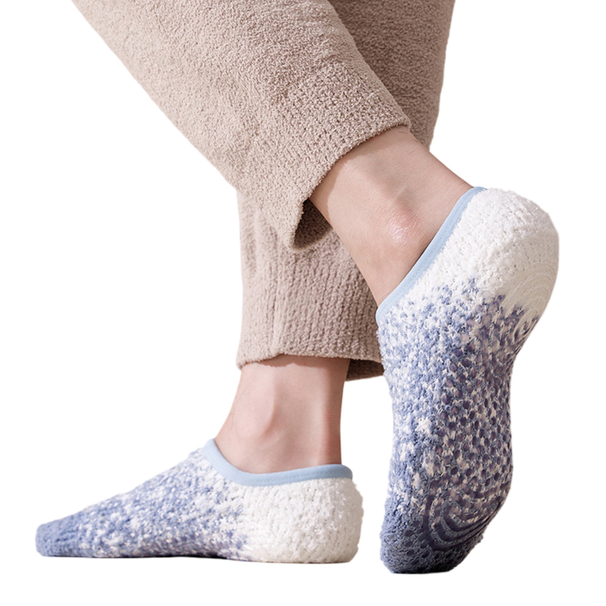 Anna-Kaci 3-Pack Mens Winter No Show Socks with Non Slip Grips Soft Thermal Cozy Fit