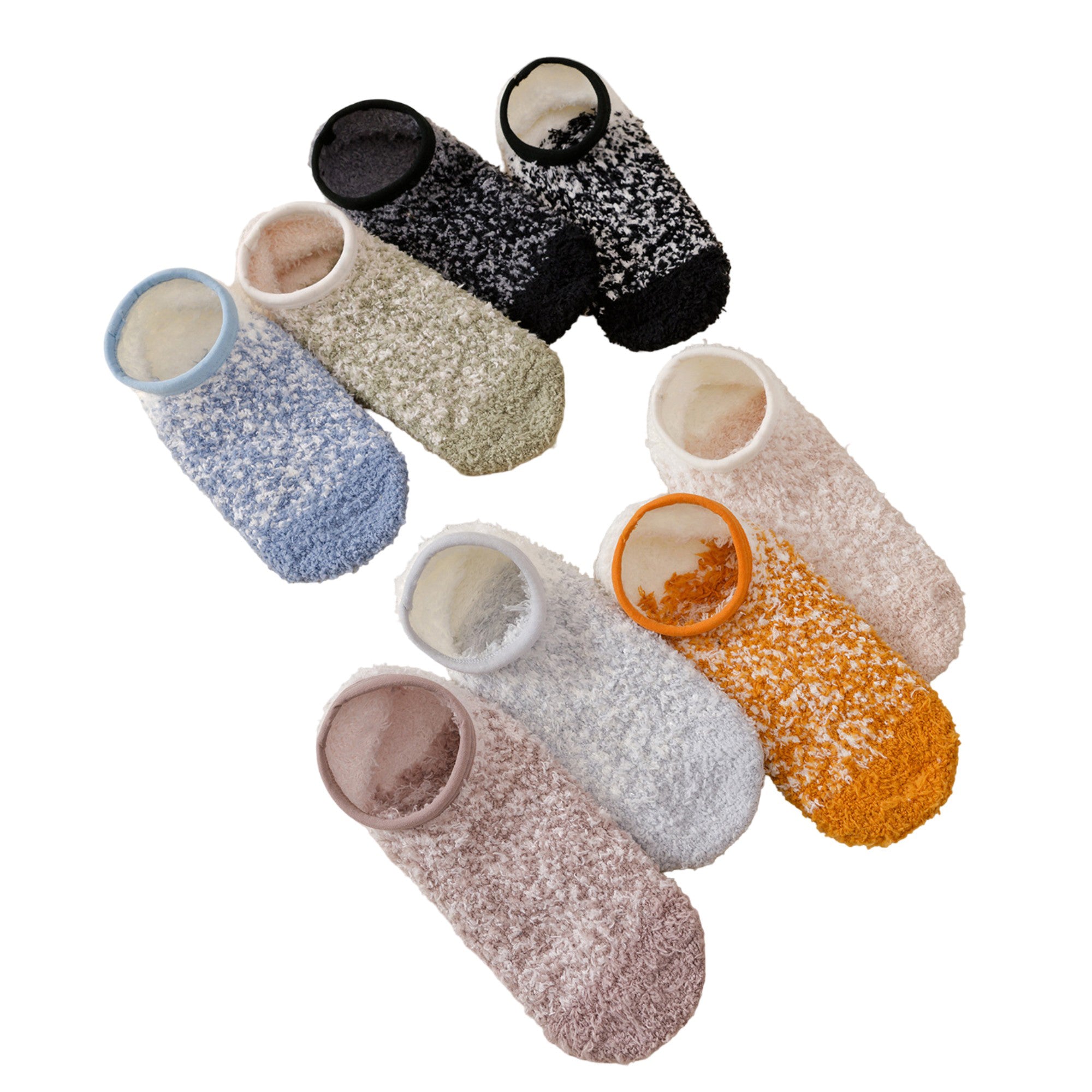 Anna-Kaci 3-Pack Mens Winter No Show Socks with Non Slip Grips Soft Thermal Cozy Fit