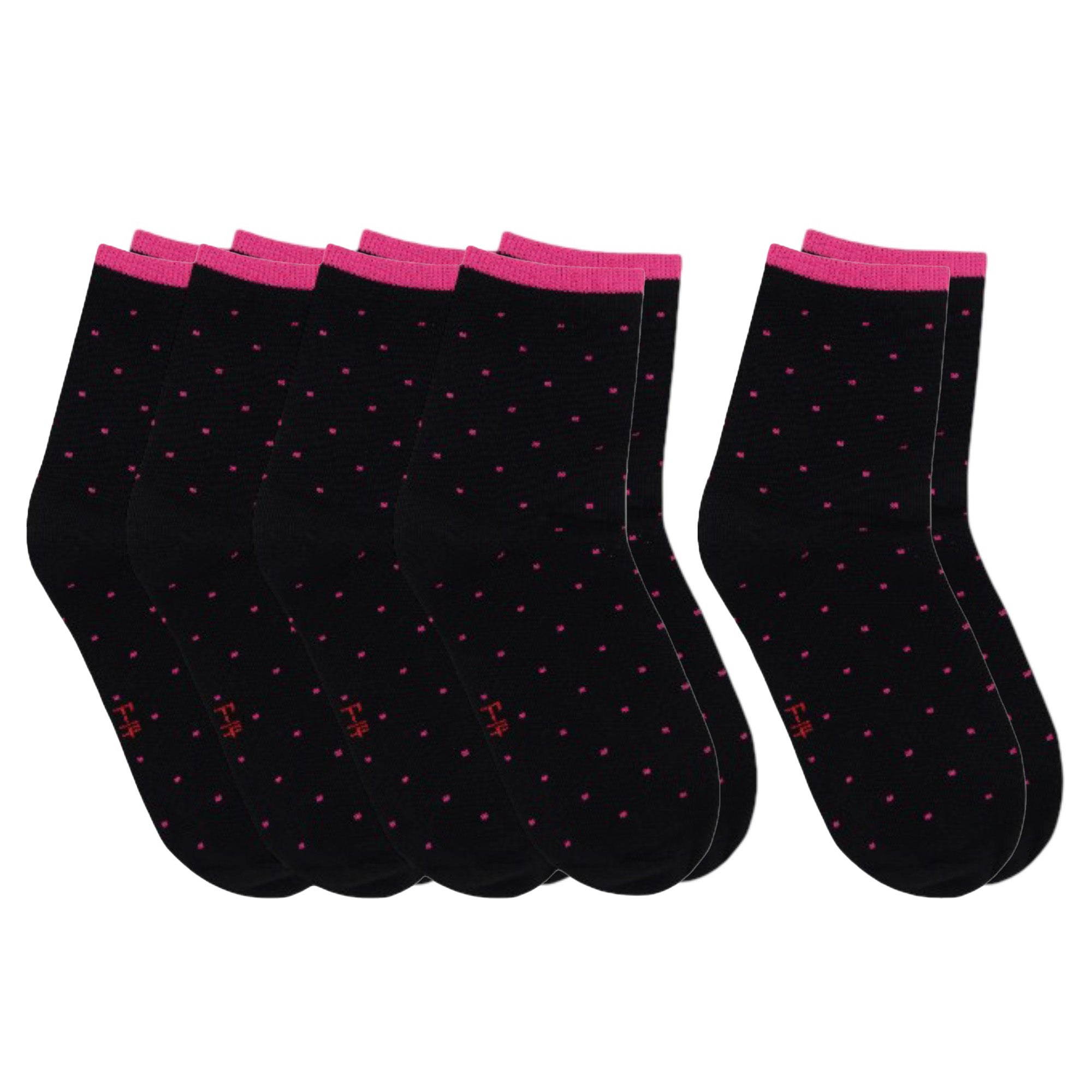 Anna-Kaci 5-Pack Cotton Polka Dot Crew Socks for Women Soft Breathable Comfortable