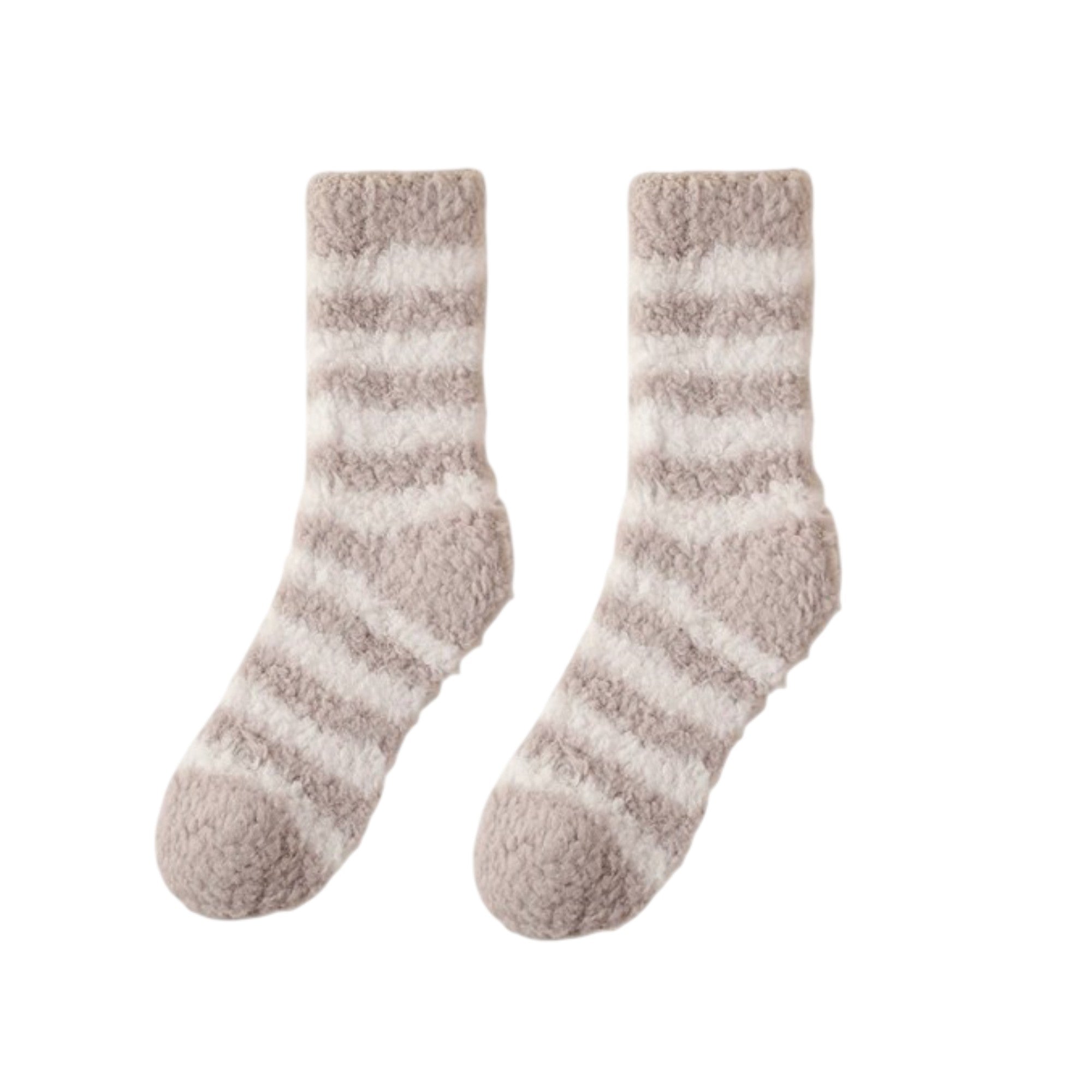 Anna-Kaci 2-Pack Womens Striped Coral Fleece Cozy Crew Socks Soft Plush Thermal Warmth