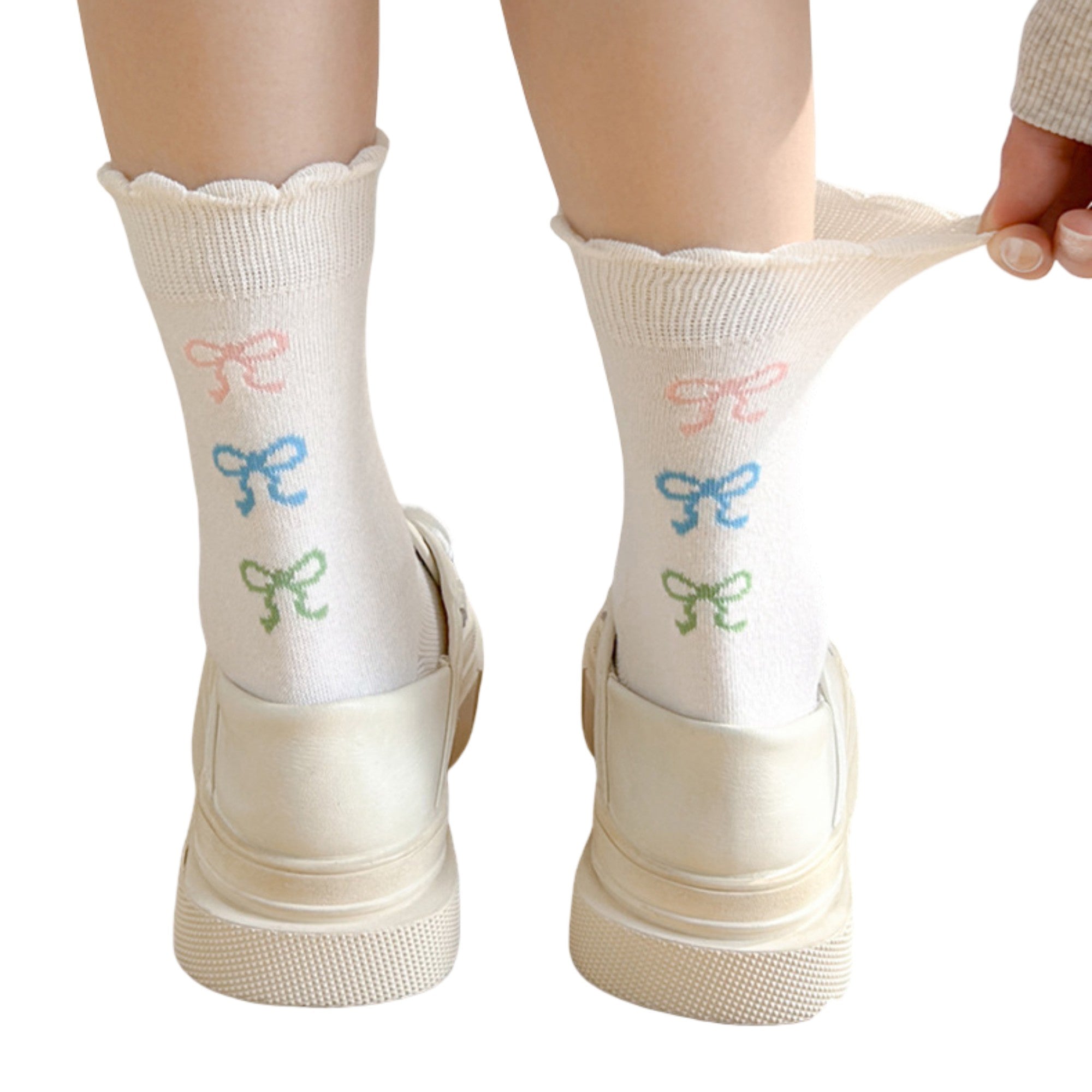 Anna-Kaci 3-Pack Womens Cotton Ruffle Crew Socks with Cute Pattern Design