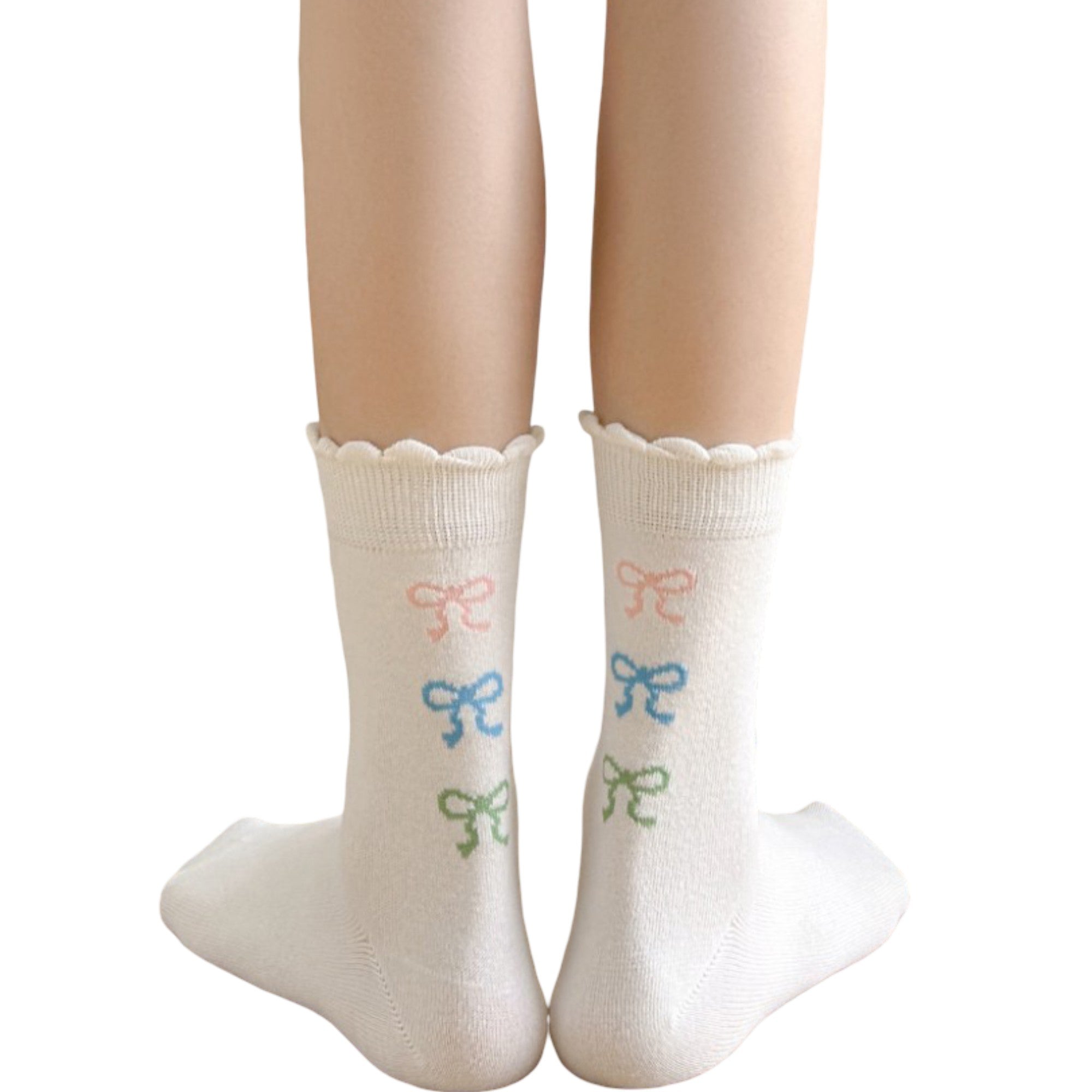Anna-Kaci 3-Pack Womens Cotton Ruffle Crew Socks with Cute Pattern Design