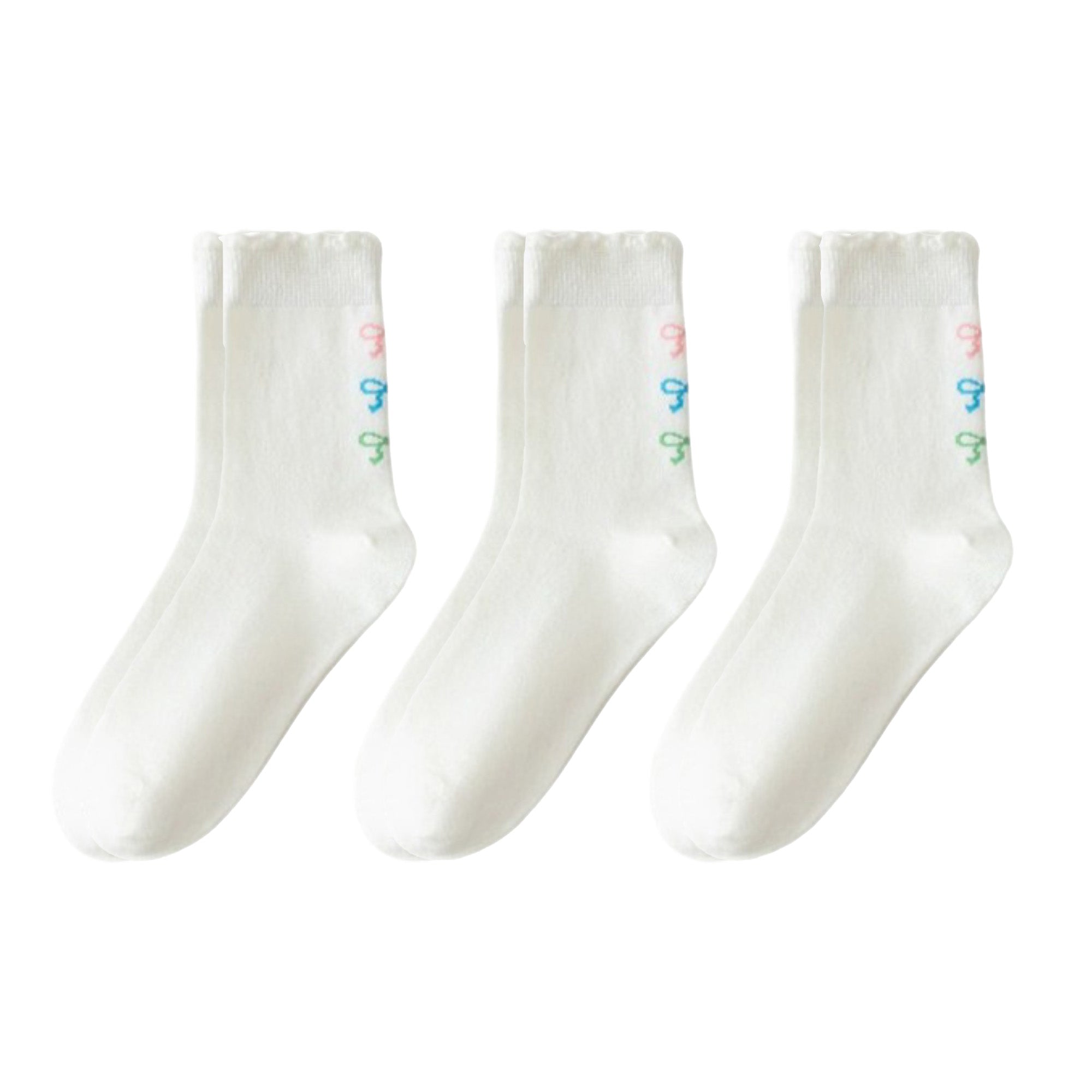 Anna-Kaci 3-Pack Womens Cotton Ruffle Crew Socks with Cute Pattern Design