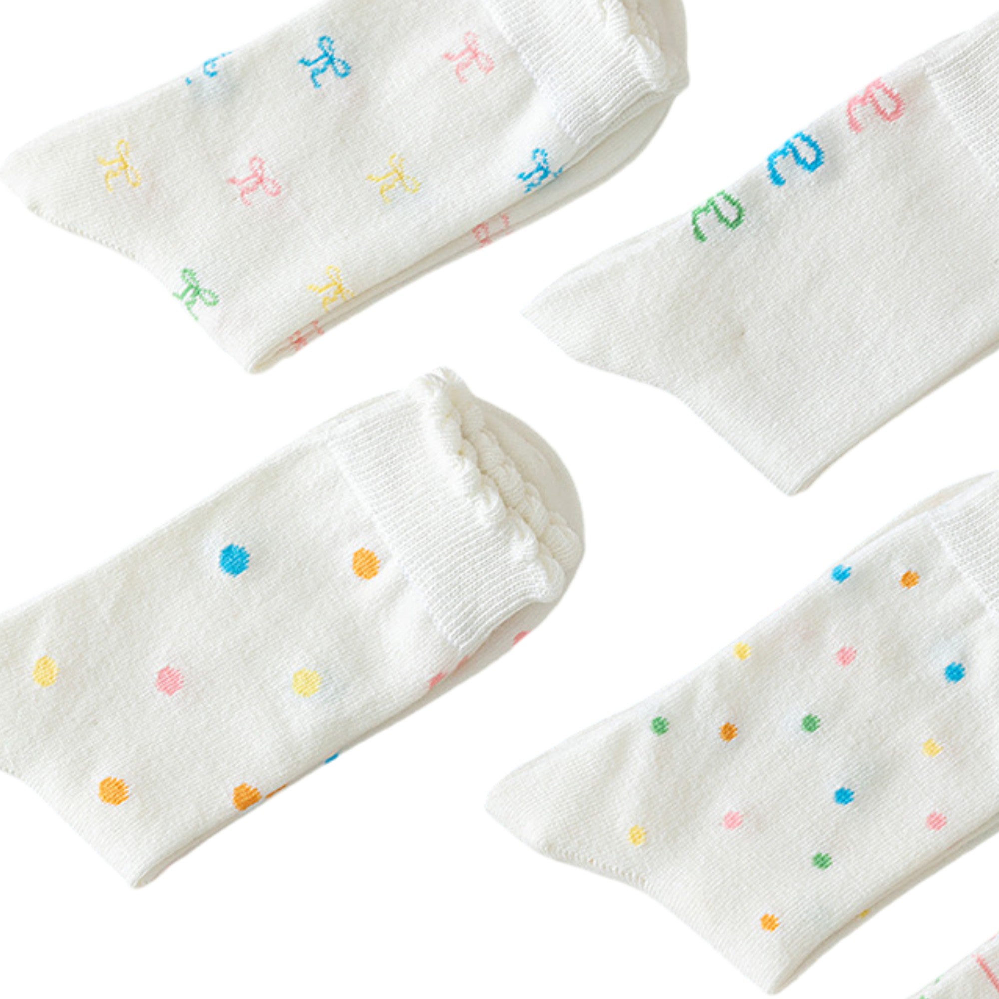 Anna-Kaci 3-Pack Womens Cotton Ruffle Crew Socks with Cute Pattern Design