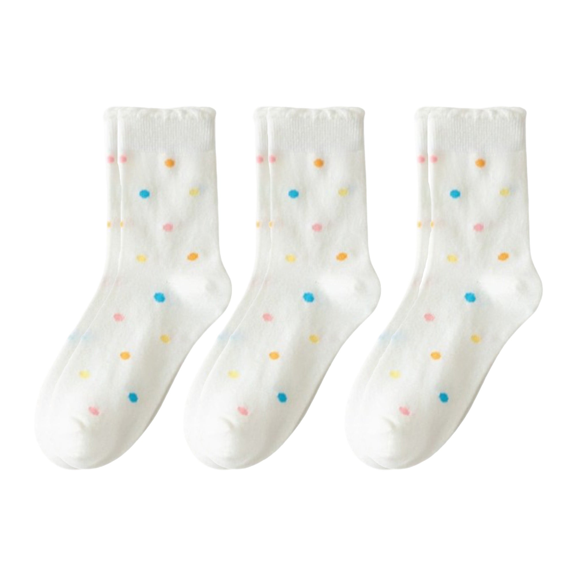 Anna-Kaci 3-Pack Womens Cotton Ruffle Crew Socks with Cute Pattern Design