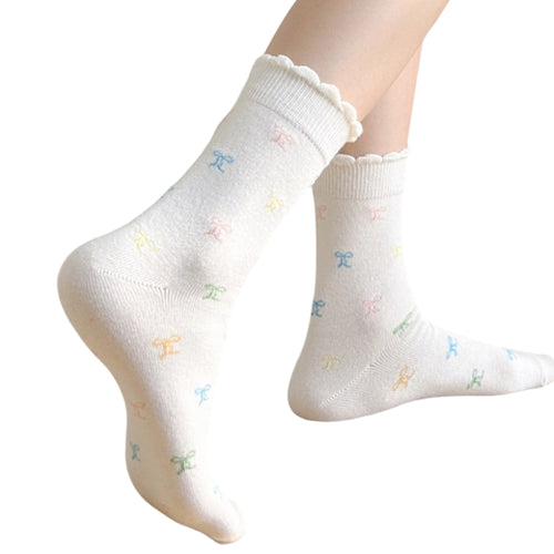 Anna-Kaci 3-Pack Womens Cotton Ruffle Crew Socks with Cute Pattern Design