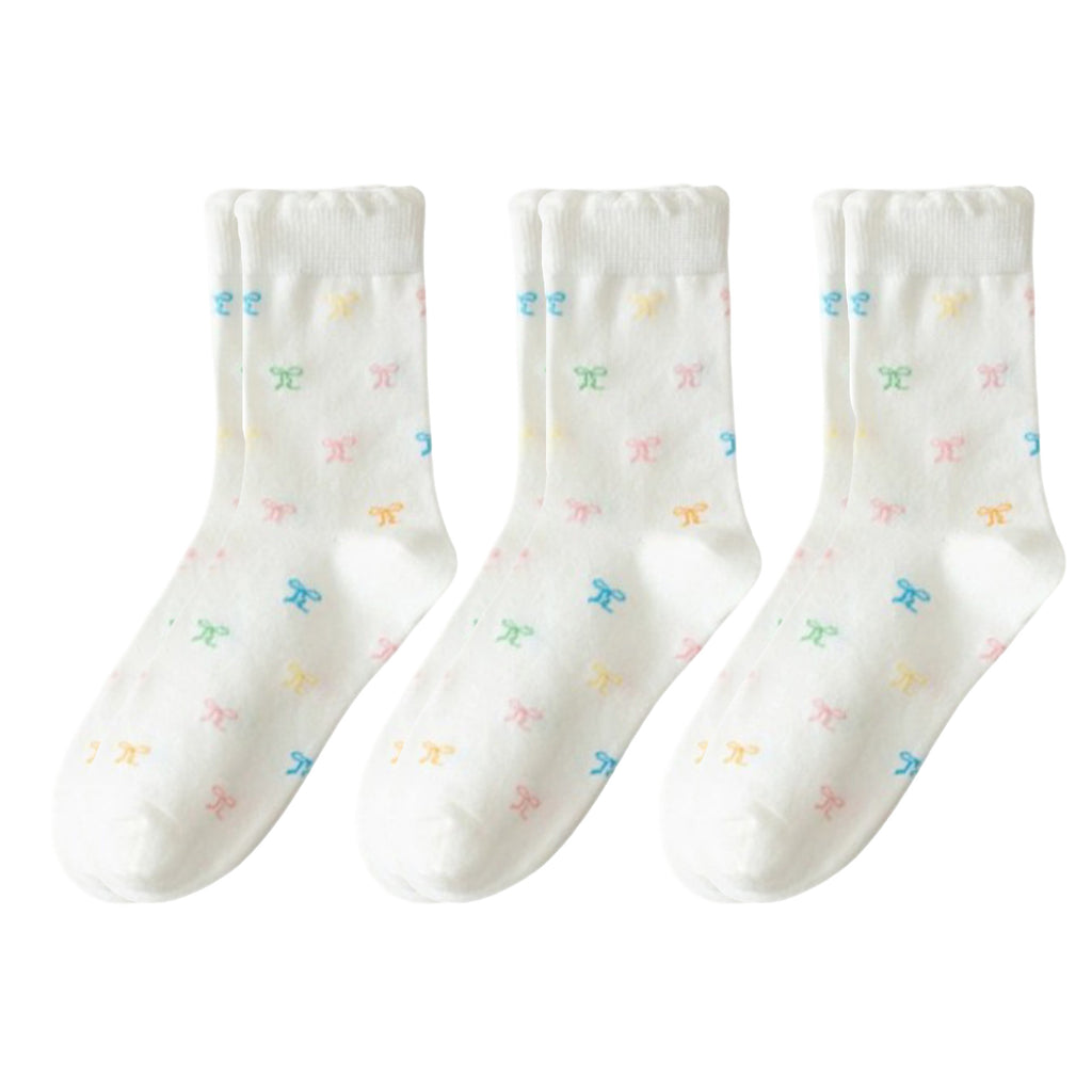 Anna-Kaci 3-Pack Womens Cotton Ruffle Crew Socks with Cute Pattern Design