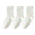 Anna-Kaci 3-Pack Womens Cotton Ruffle Crew Socks with Cute Pattern Design