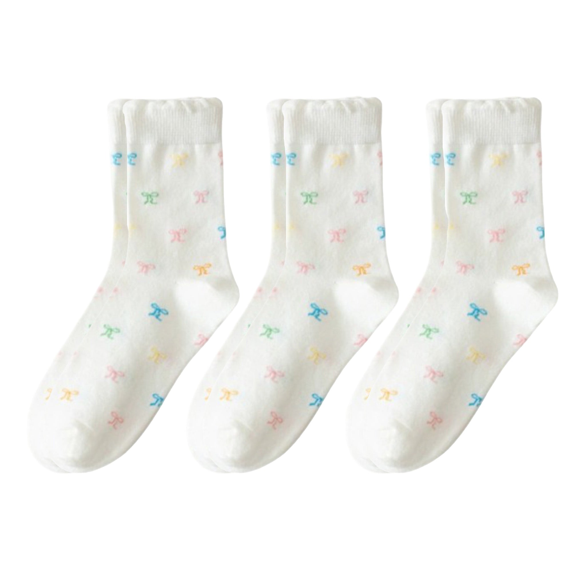 Anna-Kaci 3-Pack Womens Cotton Ruffle Crew Socks with Cute Pattern Design