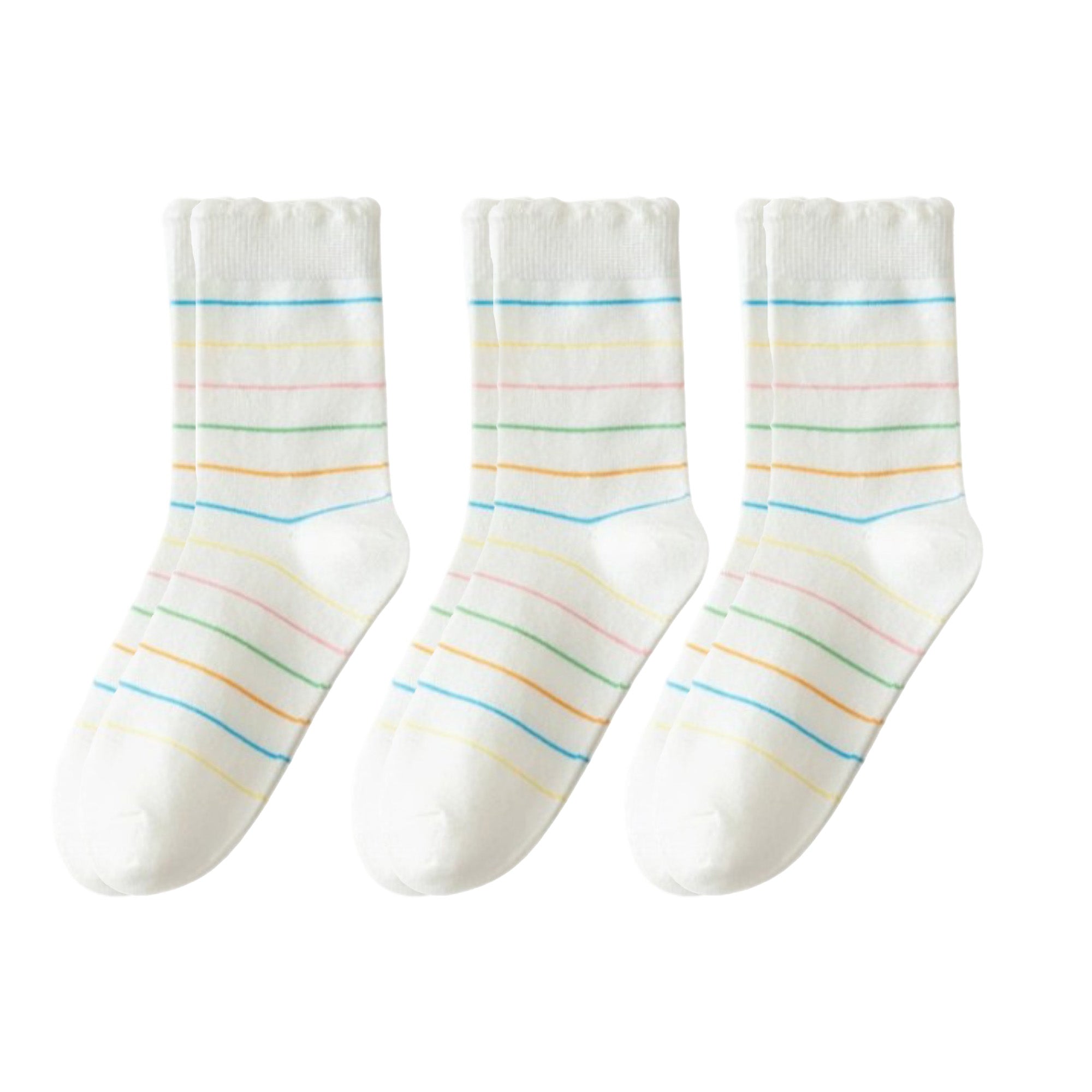 Anna-Kaci 3-Pack Womens Cotton Ruffle Crew Socks with Cute Pattern Design