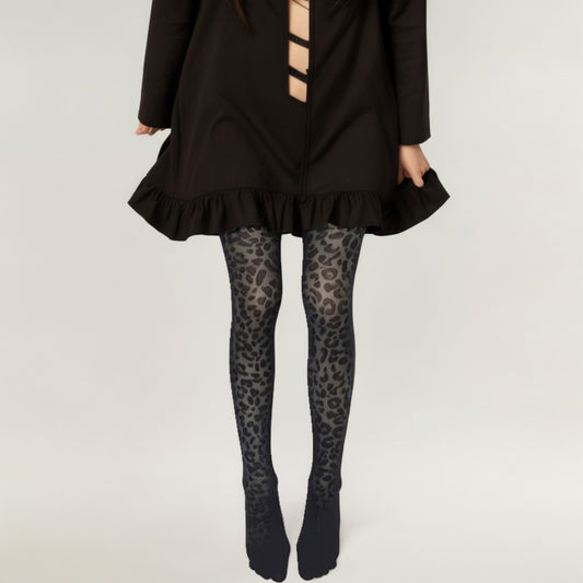 Anna-Kaci Women's Full Length Tights with Leopard Print Pattern and Soft Stretch Fit for Bold Textured Feminine Legwear Styling